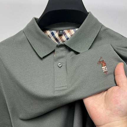 Luxury brand embroidered short sleeve POLO shirt men summer golf top high-end silk cotton fashion business casual Paul T-shirt