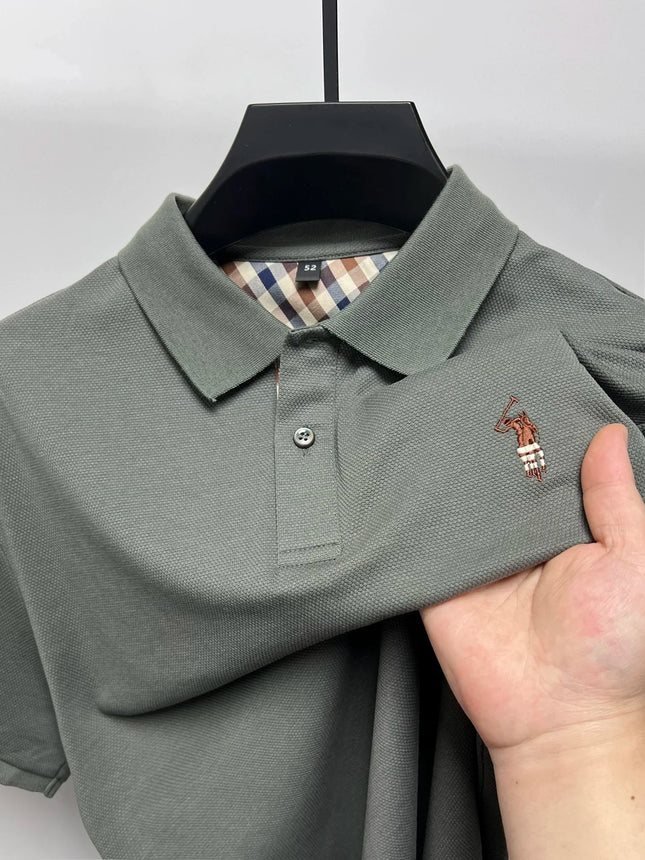 Luxury brand embroidered short sleeve POLO shirt men summer golf top high-end silk cotton fashion business casual Paul T-shirt