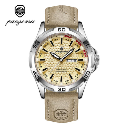 PAAZOMU Men's Luxury Brand Watch Waterproof Luminous Date Week Quartz Wristwatch for Men Stainless Steel Fashion Sports Watches