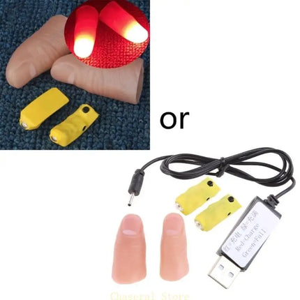E7CE 2PCS Funny Novelty Light-Up Thumbs LED Light Trick Props Fantastic Durable Disappearing Silk Fake Thumbs Tricks
