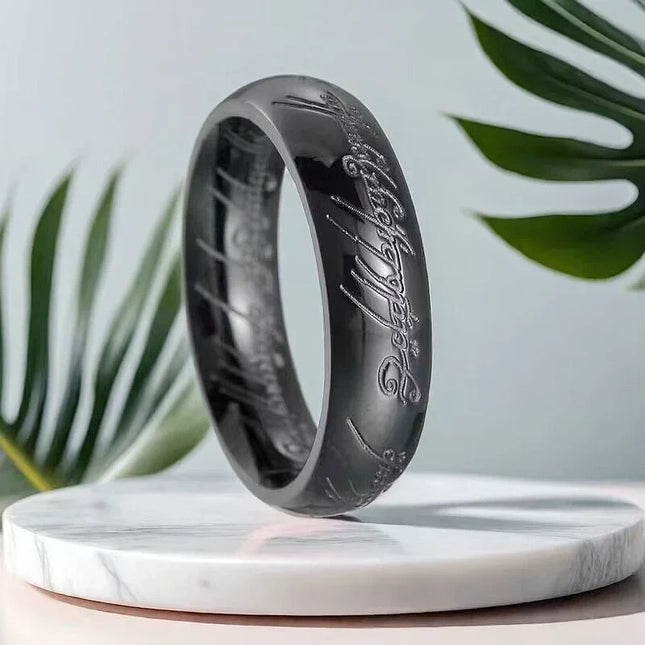 Language Carving Not Fade Rings for Unisex Fashion Minimalist Accessories Titanium Steel Jewelry