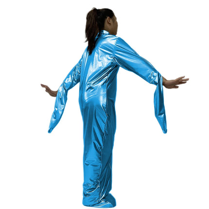 Fetish PVC Faux Leather Bondage Sack Bag Double Layer Spandex Cuff Zipper Sleeping Bag Lockable Zipper Erotic Costume Catsuits