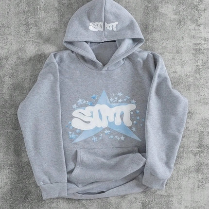 The new men's hooded sweatshirt for Spring and Autumn 2025 is casual fashionable and comfortable with 3D star pattern printing