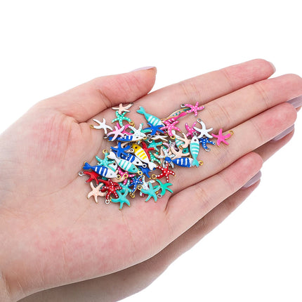 20pcs Stainless Steel Small Starfish Fish Enamel Pendant for DIY Jewelry Making Accessories Findings Ocean Necklace Earrings