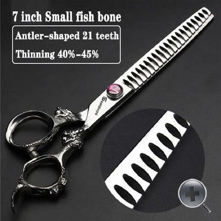 Sharonds 6/7/8 Silver Black Dragon Handle Hair Salon Hairdressing Scissors High Quality 440c Steel Professional Cutting Scissors