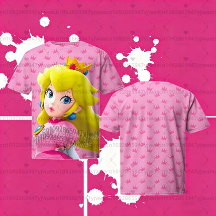2026 men Super Mario Bros. Yoshi Peach T Shirt Kids Summer Dress Boy T-Shirt men women Short Sleeve Top Kids Cute Birthday tops