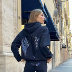 navy blue hoodie / L