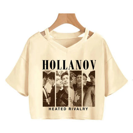 Hot Heated Rivalry Print Cropped T Shirt Women Sexy Graphic CropTops Gothic Vintage T-Shirt Fashion Y2k Streetwear Clothing