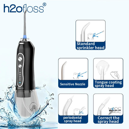 H2ofloss Water Flosser For Teeth Portable Oral Irrigator Dental Water Jet High Pressure Cleaning Mouth Washing 300ML 5 Modes