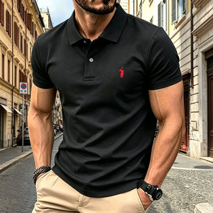Summer Men's High-End Short-Sleeved Polo Shirt with Luxurious Embroidery - Fashionable and Casual T-Shirt for Summer  New Design