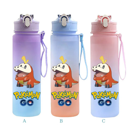 750ML Pokemon Gradient Color Plastic Drinking Bottle Water Bottle Hiking  Outdoor Large Capacit Portable Drink Bottles Cup