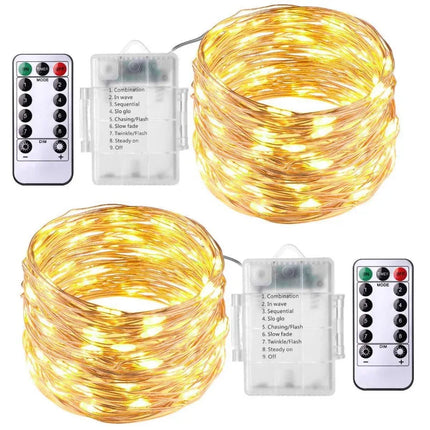 Christmas Party Wedding Decoration Remote Control Waterproof Battery Operated Fairy Lights 5/10/20/30 Meter Copper Wire String