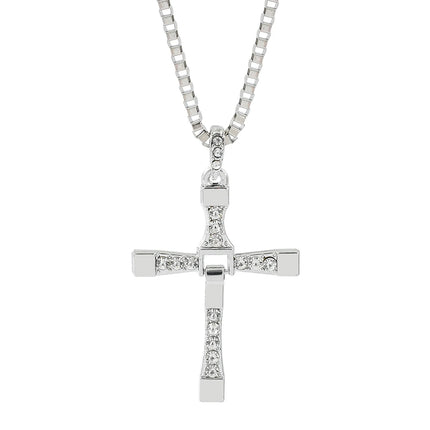 The Fast and The Furious Toretto Male Crystal Necklaces & Pendants Fashion Movie Jewelry Men Classic Cross Pendant Necklace
