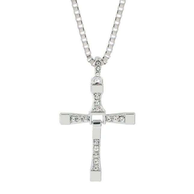 The Fast and The Furious Toretto Male Crystal Necklaces & Pendants Fashion Movie Jewelry Men Classic Cross Pendant Necklace