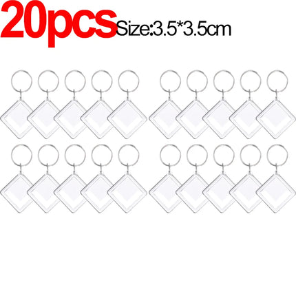 1/20Pcs Blank Acrylic Picture Keychain DIY Clear Insert Photo Split Key Ring Frame Key Chains Couple Anniversary Graduation Gift