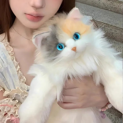 2026 Realistic Calico Cat Plush Backpack - Lifelike Stuffed Animal Purse, Cute Collectible Doll Gift for Cat Lovers