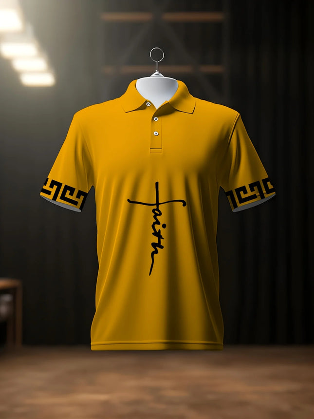 Men's Fashionable Street Short Sleeved 3D Printed Polo Shirt, A Street Fashion Polo Shirt with A Holiday Atmosphere