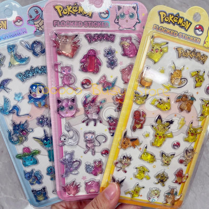 Cute Anime Pokemon 3D Resin Stickers Kawaii Pikachu Jelly Sticker Decals Crystal Decorative Sticker Phone Case DIY Kids Toy Gift