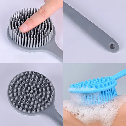 Silicone Long Handle Shower Brush Soft Haired Lazy Bath Tools Back Scrubber Sponge Exfoliating Skin Massager