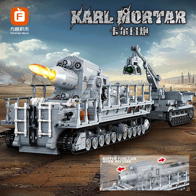 2875Pcs Creative Ww2 Military Weapon Carl Mortar Building Blocks Model Tank Bricks Toys for Boys Birthday Gift Set