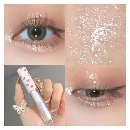6 Colors Glitter Liquid Eyeshadow Waterproof Pearlescent Shiny Eye Shadow Highlighter Sequins Lying Silkworm Makeup Beauty Tool