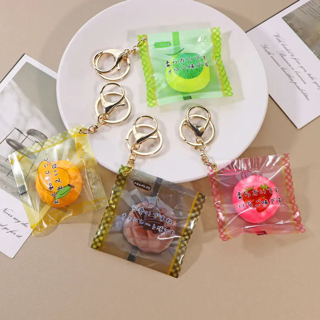 Simulated Japanese Pineapple Bag Keychain Candy Inflatable Bag Pineapple Bread Knead Happy Slow Rebound Stress Relief Pendant