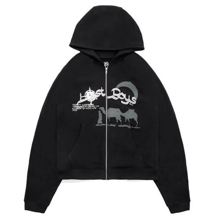 Y2K Rhinestone Cobweb Zip Up Oversized Sweatshirt 2022 Autumn Goth Hoodie Men Women Grunge Hooded Jacket Streetwear Y2K Clothing