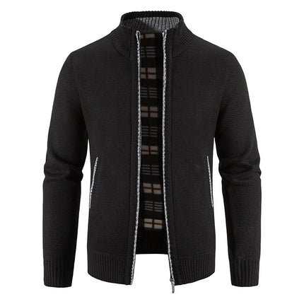 Men's Thickened Woolen Cardigan Coat Zipper Collar Knitted Sweater Autumn Winter New Style Fashion Urban Youth Casual Knitwear