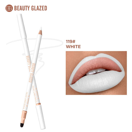 1pc Beauty Glazed Artist Velvet Lipliner Pencil With Sponge brush,Weightless Precise Liner with Super Soft Blendable Texture
