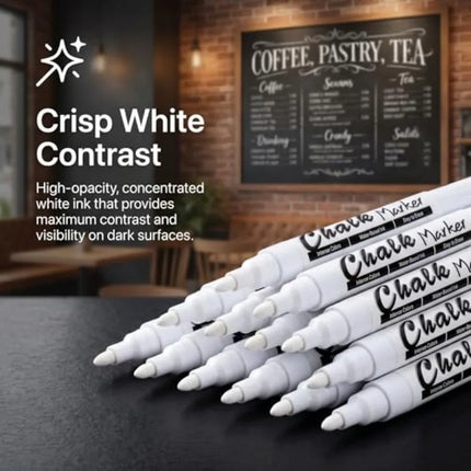 Liquid Chalk Markers for Blackboard Window Marker for Glass Washable Crayons Window Paint Pen Chalk Pens for Glass, 12 Pack