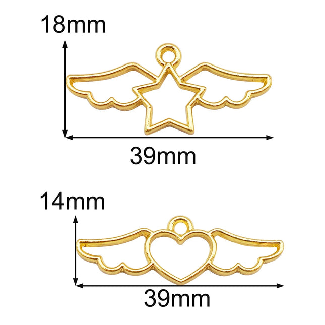4/7/10Pcs Alloy Bezel Gold Color Charm Minimalist Hollowed Fox Fan Sakura Rabbit Design Pendant for DIY Jewelry Making Accessory