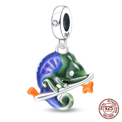 Hot Original 100% 925 Sterling Silver Chameleon Beads Firefly Charms Fit Original Bracelet DIY Jewelry Making Women's Gift