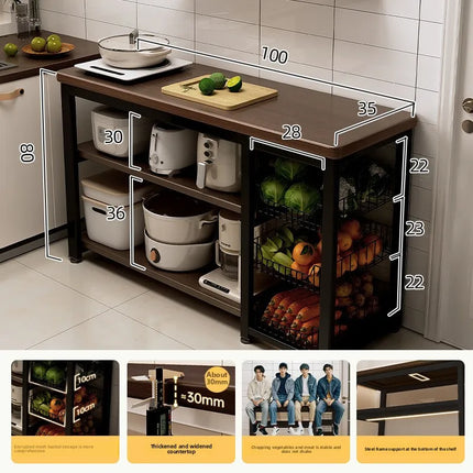 Multifunctional Storage Rack Thick Countertop Heavy Duty Shelf Unit for Kitchen Pantry Garage Home Furniture Organizer Cabinet