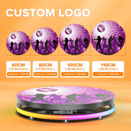 Rotating 360 Video Photo Booth Machine For Parties Events With Flight Case Free Customize Logo RGB Ring Light App/Remote Control