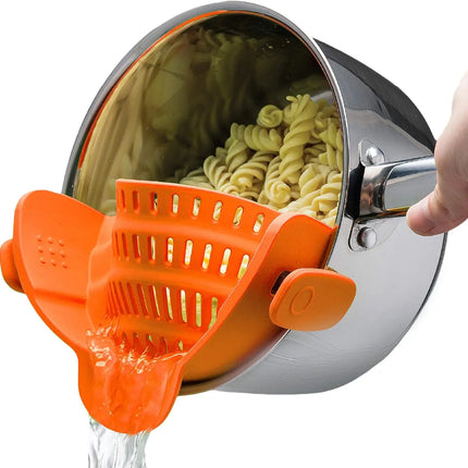 LMETJMA 6 Color Universal Clip on Strainer Adjustable Silicone Strain Pot   Strainer Colander For Pasta Fruit Vegetable JT-007