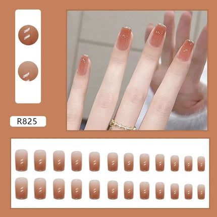 Cool Ash 24 Pcs Press on Nails Pink Nail polish Glossy Artificial Finger Manicure Reusable False Nails for Women