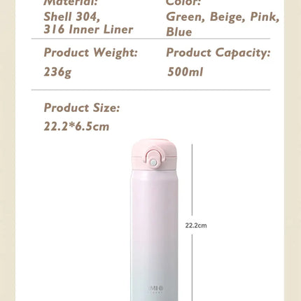 500ml large capacity thickened 316 stainless steel vacuum Thermal insulation portable Tumbler Thermos Water bottle Coffee cup