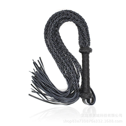 Black&Red Braided Handle Tails Handle Leather Flogger Handmade Horse Whip Horse Racing Flogger New