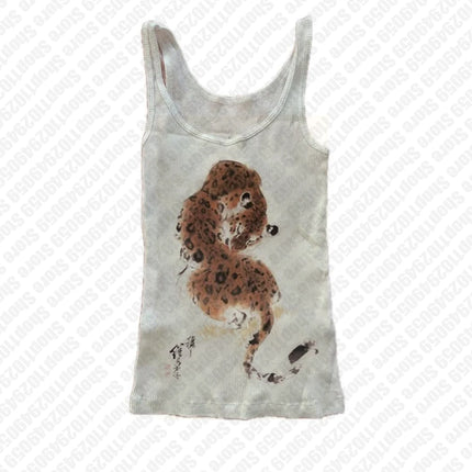 Aesthetic Punk Goth Print Harajuku Camis Graphic Sleeveless HipHop Tank Top Vintage Short Streetwear Crop Top Y2k 2000s Emo Girl
