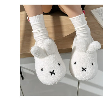 Miffy Cute Plush Cotton Slippers for Women Winter Comfort Warm Cotton Shoes Cartoon Anime Non Slip Home Bedroom Slippers Gifts