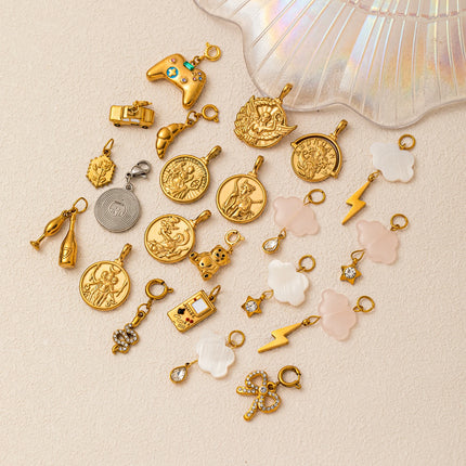 Stainless steel 18K gold-plated pendant jewelry DIY necklace bracelet making twelve zodiac cloud star retro jewelry accessories