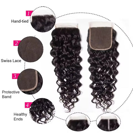 4x4Lace closure Deep Wave Transparent HD Lace Closure 13x4 Deep Wave Closure Brazilian Virgin Remy Human Hair Swiss Lace Closure