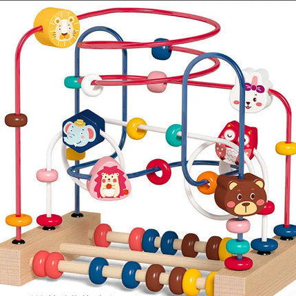 Montessori Wooden Toys Wooden Circles Bead Wire Maze Roller Coaster Toys Kid Educational Toys Wood Puzzles Maze For Children
