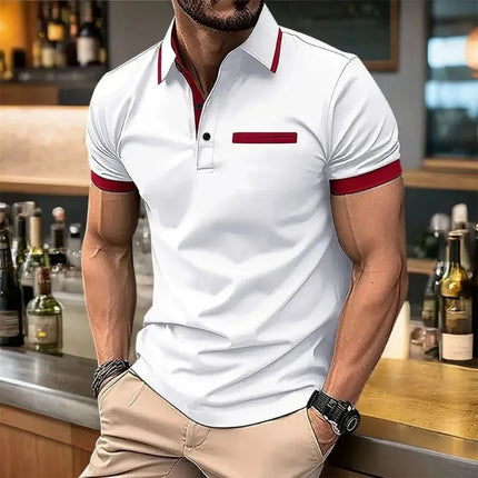 European and American Summer Men's Fashion Stripe Printed Comfortable Breathable Polo Shirt Outdoor Urban Casual Top