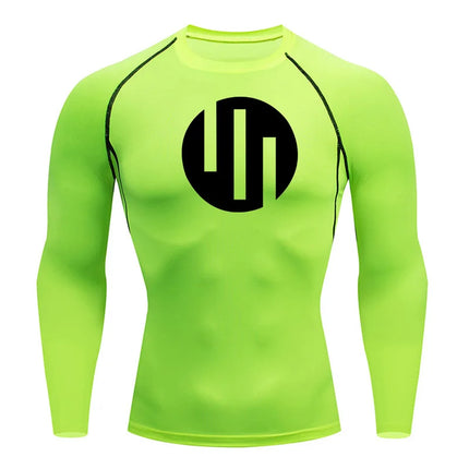 New Gym Short Sleeve Running T-Shirt Men's Compression Long Sleeve Shirt Sun Protection Quick Drying Sports Top Black Sportswear