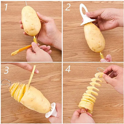 3 String Rotate Potato Slicer Stainless Steel +Plastic Twisted Potato Slice Cutter Spiral DIY Manual Creative Kitchen Gadgets