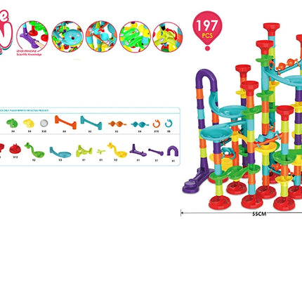Marble Run Race Track Building Blocks Kids 3D Maze Ball Roll Toy DIY Marble Run Race Coaster Set 80/105/109/133pc Christmas Gift