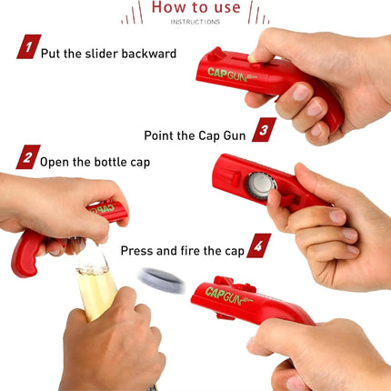 Bottle Opener with Cap Launcher,Funny Shooting Gun for Parties BBQ, Tailgates Unique Beer Cap Shooter Gadget for Men Cool Gifts