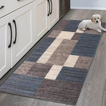 VIKAMA Kitchen Entryway Non-Slip Mat, Machine-Washable Long Runner for Bedside Use, Modern Geometric Home Decor Rug bedroom