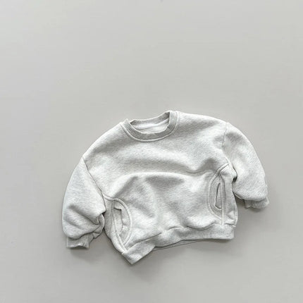 4750 Leisure Boy Fleece Sweater 2024 Winter New Korean Baby Boy's Sweatershirt Warm Coat Casual Pullover Tops